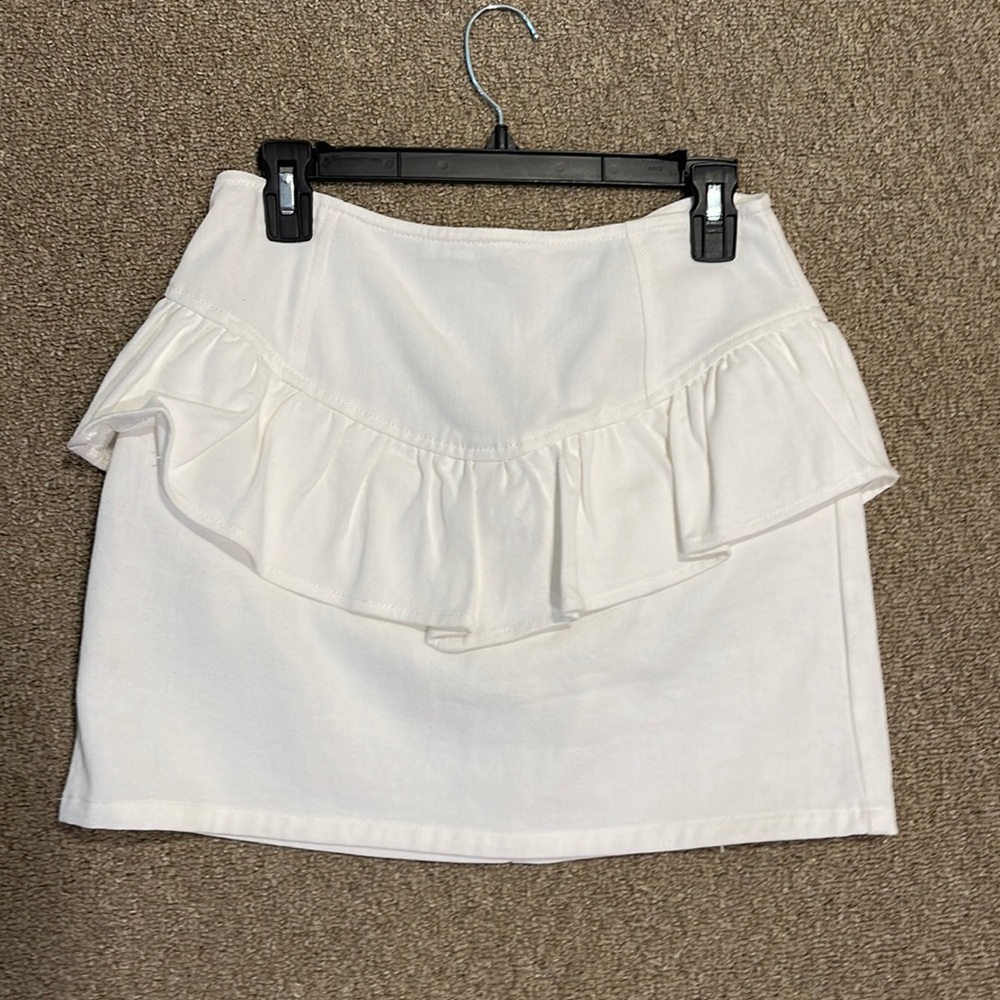 White denim mini skirt